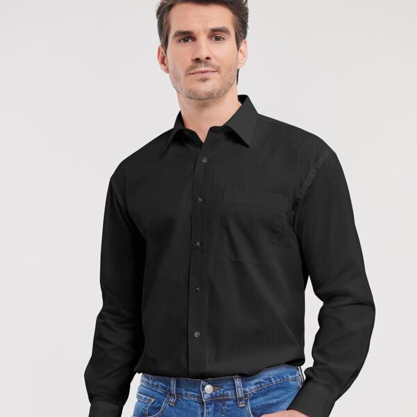 Long sleeve pure cotton easycare poplin shirt Thumbnail